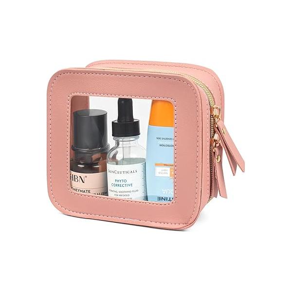 LETGO Cute Makeup Bag - Clear, Small, Mini Toiletry for Women & Men (Clear White)