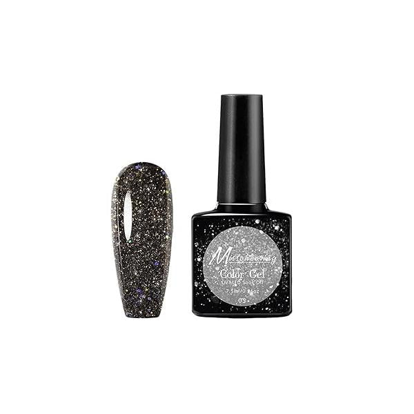 Holographic Nails,Nail Glitter Powder,Bursting Nail Glue Crystal Rhinestone Reflective Shimmer Salon Fake Nails Colorful Exquisite Decoration