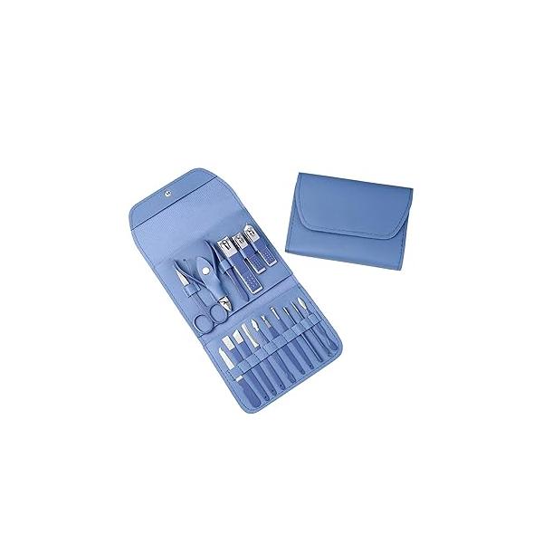 Manicure Set, Pedicure Kit, Nail Clippers, 16 in 1 Professional Grooming Kit Stainless Steel, Toenail Tools with Luxurious Brown Leather Travel Case for Men Women Upgraded Version