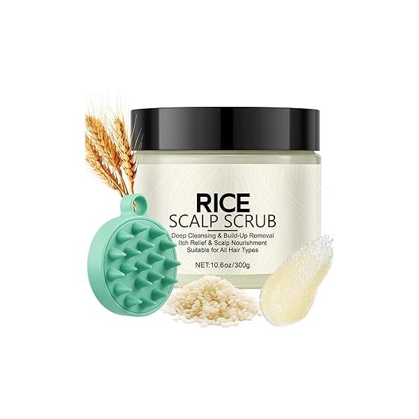 Scalp Scrub with Rosemary & Mint, 2-in-1 Exfoliating Shampoo for Hair Treatment, Includes Silicone Massager, Removes Buildup Dandruff, 10.6oz