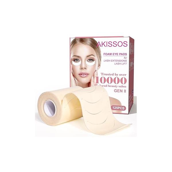 Foam Eye Pads for Eyelash Extensions | Akissos Lash Extension 125PCS Indivially Thick Soft & Anti-Slip Tools Perfect Lifts Professional Supplies Salon or Daily Use