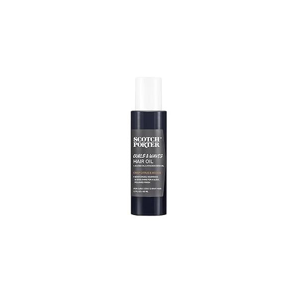 Scotch Porter Curls & Waves Hair Oil for Men | Seals in Moisture, Detangles Prevents Frizz Free of Parabens, Sulfates Silicones Vegan 1.7oz