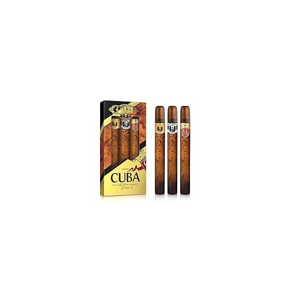 Cuba Trio Best 1 Gift Set |(3 x 1.17 Oz Eau De Toilette Spray) Gold, VIP, Royal | Fragrance For Men