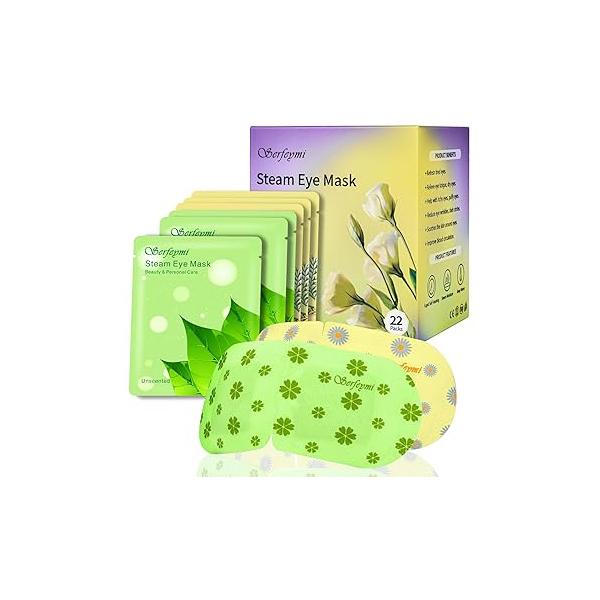 Serfeymi 22 Packs Steam Eye Mask-Disposable Cornea Care Rest Self Heating Mask,Warm Compresses for Dry Eyes,Sleep,Spa,Travel Essentials & Relaxation Gifts,Stocking Stuffers-Mixed 3 Scents