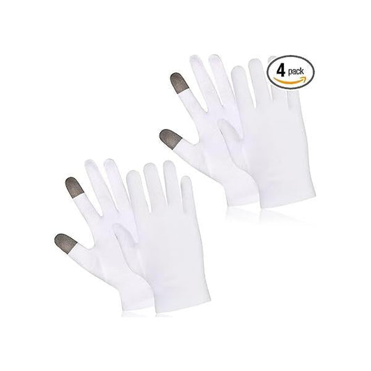 2 Pairs Touch Screen Thin Moisturizing Gloves, White Cotton Gloves for Dry Hands Skin Spa Rough-Cracked Chapped Eczema