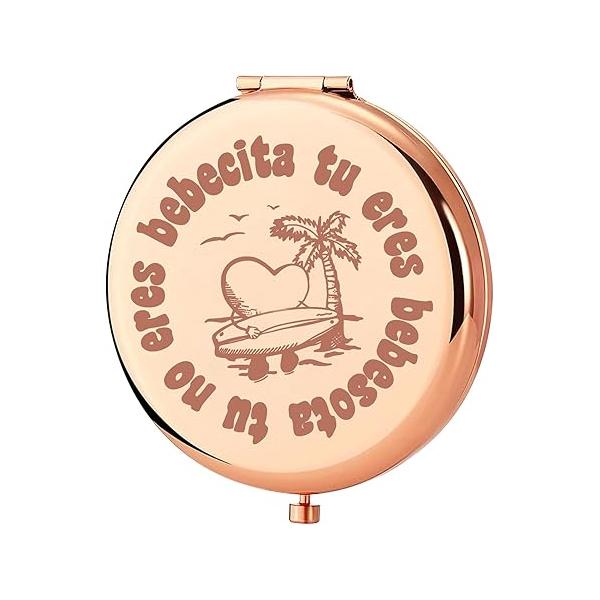 KEYCHIN Tu No Eres Bebecita Bebesota Pocket Mirror Latin Music Fans Gifts Song Lyric Compact Makeup (Tu Eres-RG)