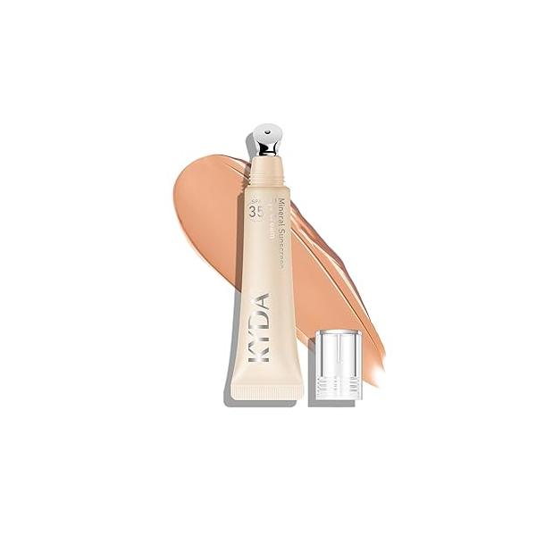 KYDA Mineral Sunscreen Eye Cream, 3-in-1 Anti-Aging SPF 35, for Dark Circle and Fine Lines, Light