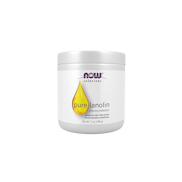 NOW Foods Solutions, Pure Lanolin, Wind and Harsh Environment Skin Protectant, Thick Jelly, For Rough Dry Skin, 7-Ounce