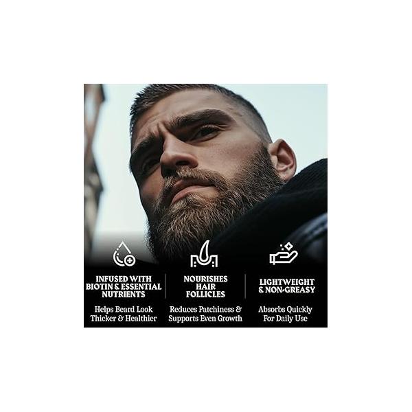 Striking Viking Beard Growth Oil with Biotin - 2 Fl Oz, 1 Pack, Sandalwood Thickening, Conditioning Serum for Men Argan & Jojoba Facial Hair