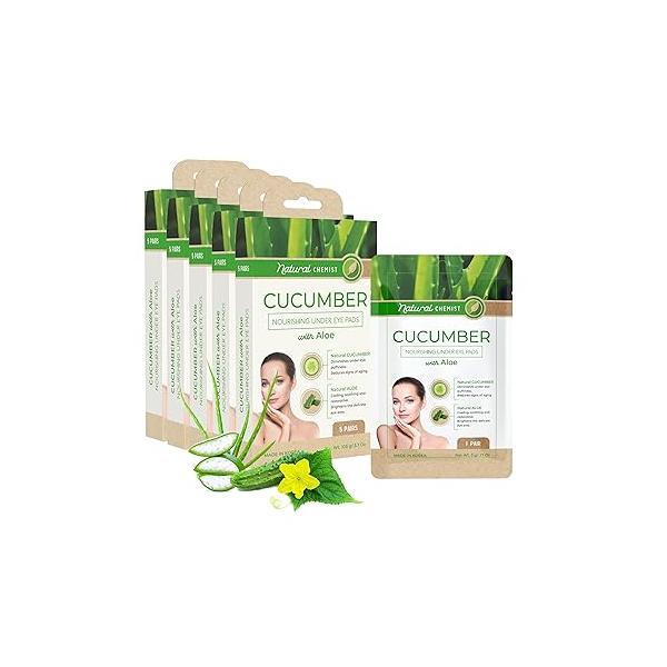 Cucumber & Aloe Under Eye Patches - Soothing, Anti-Aging, Cooling, Hydrating, Dermatologist Tested, Cruelty Free Korean Skin Care For All Types 25 Pairs (5 Pack)