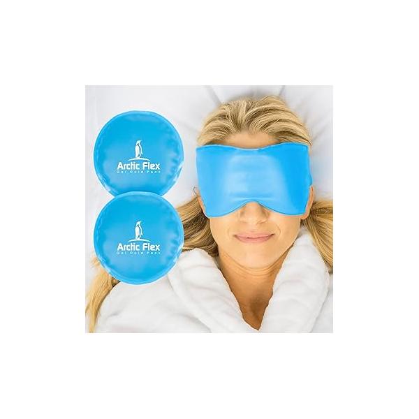 Arctic Flex Cold Eye Mask - Gel Ice Pack for Cool Sleeping, Dry Night Treatment Reusable Hot Spa Therapy Sleep, Skin Puffiness, Migraine