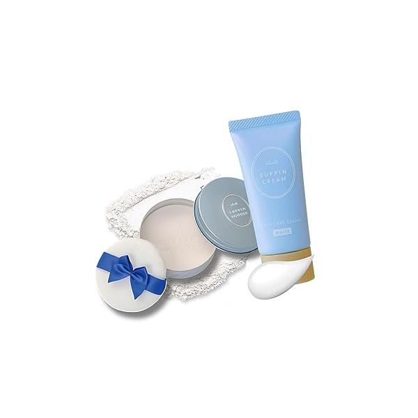 Suppin Translucent Setting Powder & Hydrating BB Cream, Pressed Organic Cream Foundation with Shea Butter, Planted Protein Collagen, White Floral Bouquet