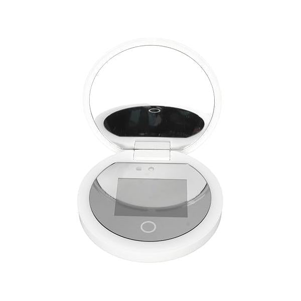 Yunir Mirror Sunscreen Testing Camera, 2X Magnification Lighted Travel Makeup with Rechargeable, Round 3.5inch Pocket Folding for Outdoor