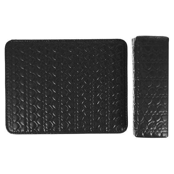 HEALLILY Black Pu Leather Nail Art Hand Rest Cushion with Pad - 2Pcs Comfortable Manicure Arm for Home and Salon Use, 14.76 X 11.41 0.39 Inches