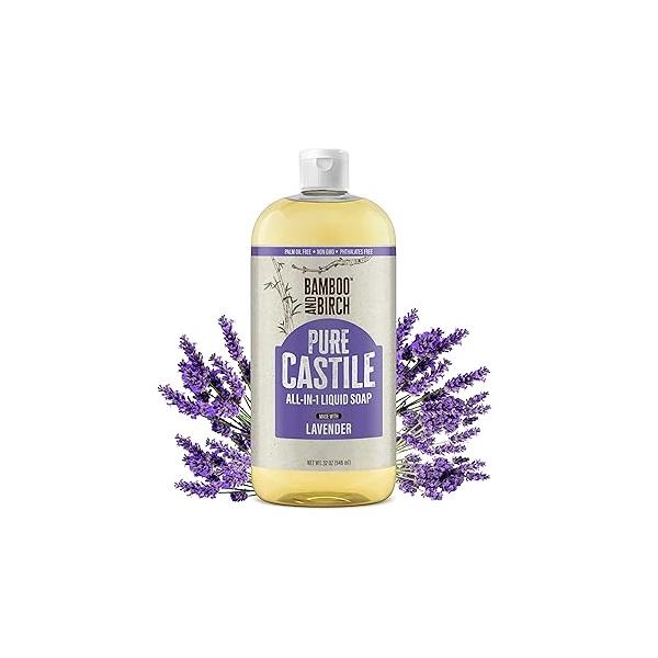 Pure Castile Soap Liquid Organic, Certified Palm Oil Free Natural Soap, Lavender, 32 oz