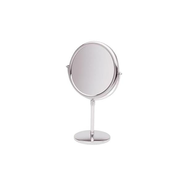 JERDON Two-Sided Tabletop Makeup Vanity Mirror - 5X-1X Magnification & Swivel Design 9-Inch Diameter with Adjustable Height Polished Chrome Finish Model JP4045C