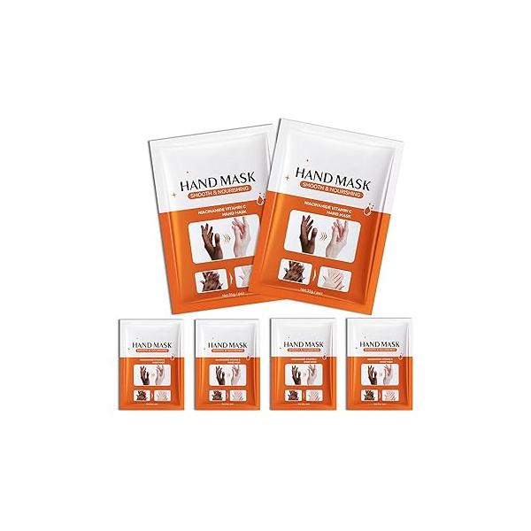 Hand Masks, 6 Pairs Hydrating Exfoliating Peeling Mask, Smooth Masks Moisturizing Gloves Overnight for Dry, Rough, Cracked Hands, Skin Moisturizer Glove Women Men（A
