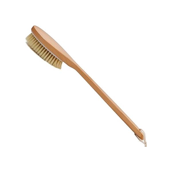 OWIIZI Bath Brushes with Soft and Natural Bristles Antiskid Wooden Long Handle Shower Body Scrubber for Wet or Dry Exfoliating,Back Scrub Deep Cleanse