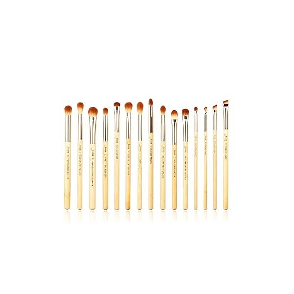 Jessup Eye Makeup Brushes Set, Premium Synthetic Eyeshadow Blending Concealer Eyebrow Eyeliner Brush, 15pcs Labeled Bamboo Make Up T137