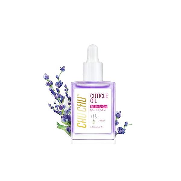 CHUCHU Cuticle Oil for Nails: Lavender Jojoba Nail with Vitamin B & E Moisturizes and Nail's Skin - Prevents Hangnails Chapped 15ML