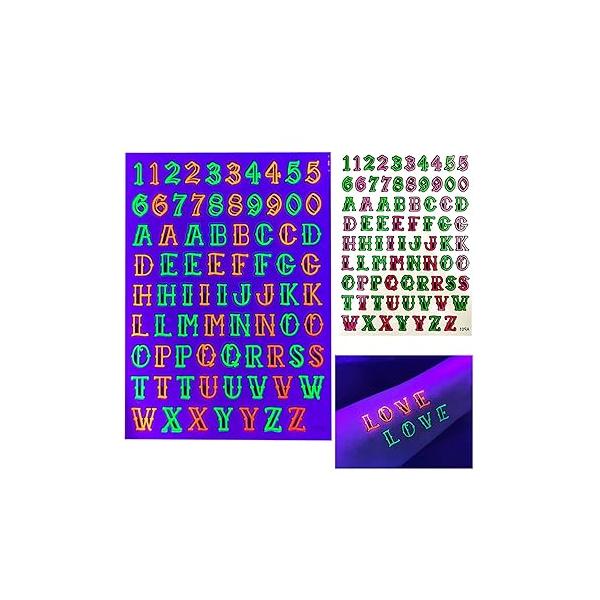 Temporary UV Blacklight Reactive Tattoos - 1 Sheet Alien UFO Design Body Art Festival Accessories Glow in the Dark Party Supplies | 7.2” x 5.2” Temp Great for EDM EDC Rave Parties