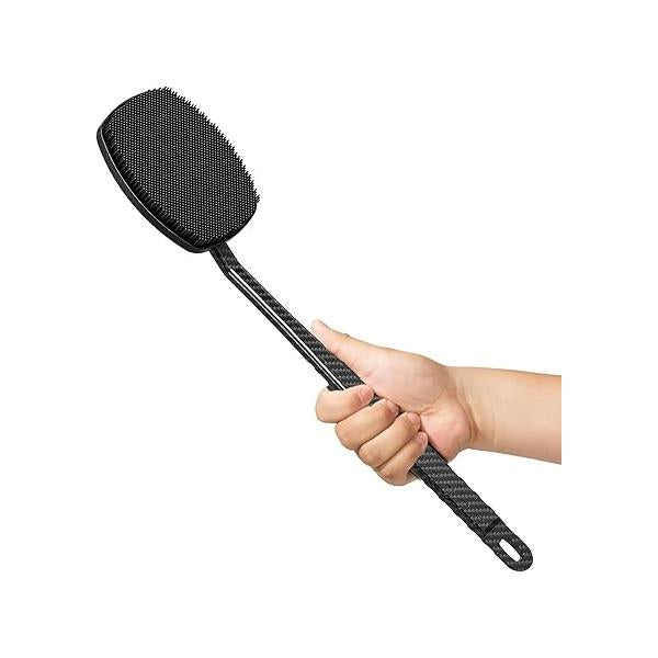 New Carbon Fiber Silicone Back Scrubber for Shower, Shower Brush with Long Handle Men and Women