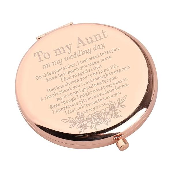 WSNANG Aunt Makeup Compact Mirror to My On Wedding Day Gifts Thank You of The Bride (Aunt Mirror-rg)