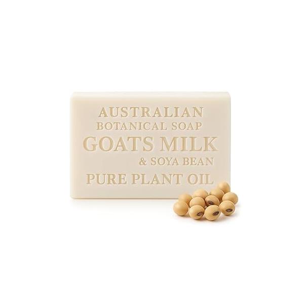 Australian Botanical Soap Goat Milk Bar Triple-Milled Cleanser with Shea Butter & Soya Bean Oil - Gentle Hydration for Sensitive Skin 6.8 oz 1 Pack