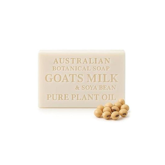 Australian Botanical Soap Goat Milk Bar Triple-Milled Cleanser with Shea Butter & Soya Bean Oil - Gentle Hydration for Sensitive Skin 6.8 oz 1 Pack