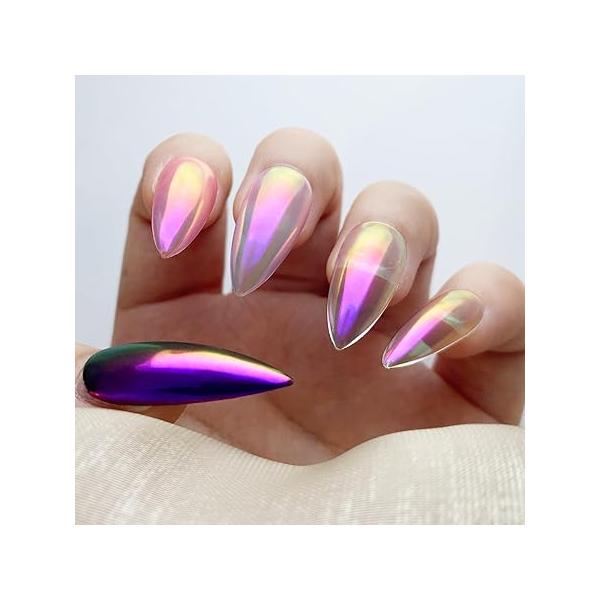 Unicorn Chrome Nail Powder, Aurora Unichrome Mermaid Powder Pigment Pearlescent Art Glitter Decoration for Home DIY Salon Manicure - Glacier Ocean