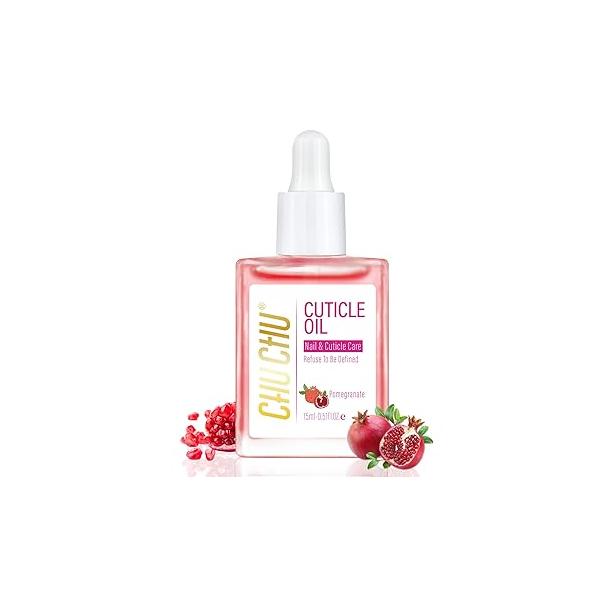 CHUCHU Organic Cuticle Oil for Nails: Pomegranate Jojoba Nail with Vitamin B & E - Moisturizes Repairs and Promotes Growth Prevents Dryness Hangnails Chapped Skin 15ML