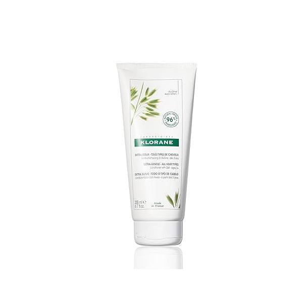 Klorane Ultra-Gentle Conditioner with Oat Milk - Sulfate-Free Dermatologist and Pediatric Tested Hypoallergenic, Vegan, Plant-Based Formula High Tolerance for Whole Family 6.7 fl. oz.