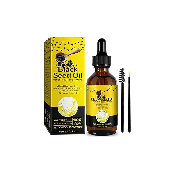SOLOTREE Cold Pressed Black Cumin Seed Oil, 2.02 Fl Oz, Moisturizing for Hair Growth and Skin Care