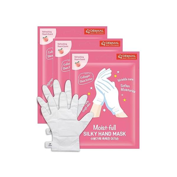 DERMAL Moistfull Silky Foot Socks & Hand Gloves Mask Combo 6 Pack - for Dry Feet and Hands Home Spa Treatment Dermatologist Tested, Cruelty Free, Korean Beauty