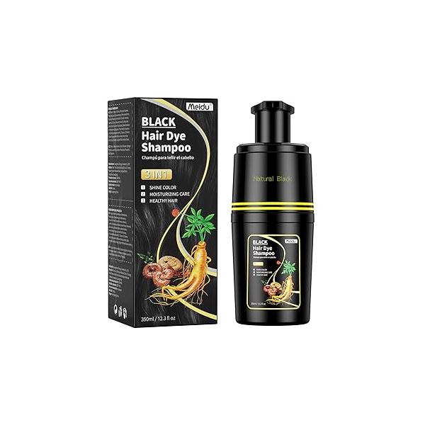 Shampoo Shop Black Hair Dye 3 in 1 for Gray Hair, Women Men, Color Herbal Ingredients Natural (500ml,16.9oz)