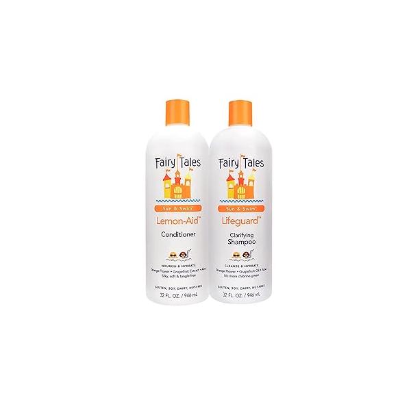 Fairy Tales Swim Shampoo and Conditioner 32oz for Kids - Chlorine Removal, Made with Natural Ingredients in the USA, No Parabens, Sulfates or Synthetic Dyes