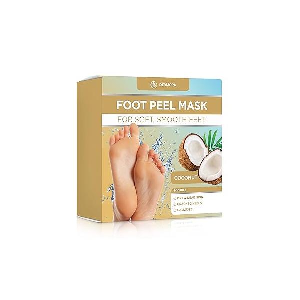 DERMORA Foot Peel Mask - 2 Pack of Regular Size Skin Exfoliating Masks for Dry, Cracked Feet, Callus, Dead Remover Baby Soft Original Scent