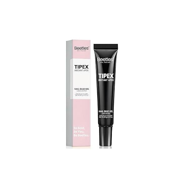 Beetles Tipex Nail Glue 20g Solid Gel Super Strong for Tips Soak Off U V No Hand-Hold Needed Professional Beginner-Friendly 28+ Days Lasting