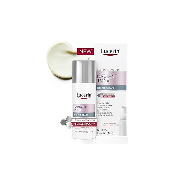 Eucerin Radiant Tone Night Cream, Dark Spot Corrector with Thiamidol, Moisturizer for Face Helps Visibly Reduce the Look of Persistent Spots, All Skin Types, 1.7 Oz Bottle