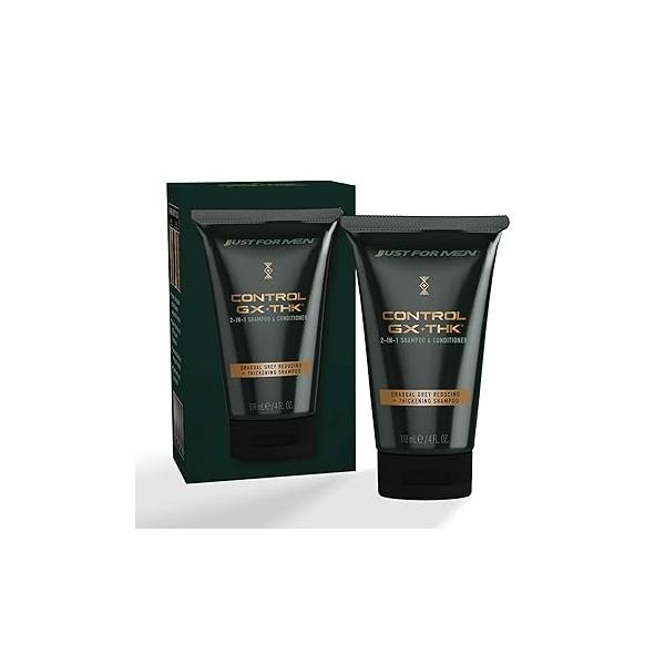 Just for Men Control GX + THK Thickening Shampoo and Conditioner with Grey Reduction, Thinning Hair Alpha Keratin, Thickens Up to 20%, Works Every Texture, 4 oz