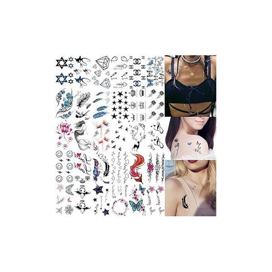 30 Sheets Small Temporary Tattoos for Women Girls Sexy Rose Fake Tattoo Stickers Waterproof Body Art Colored Finger Temp Paper (Floral-30)