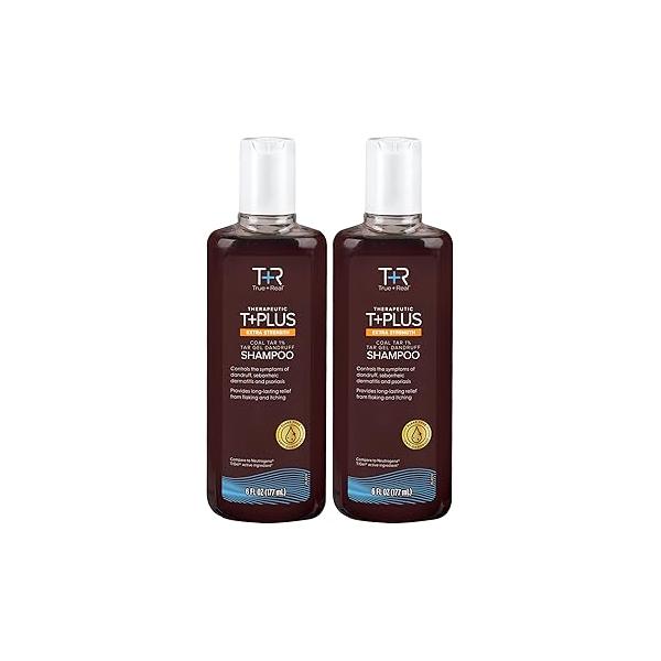 True+Real Coal Tar Therapeutic Plus Gel Anti-Dandruff Shampoo Extra Strength 1% Tar, 6 Fluid Ounce 2 Pack