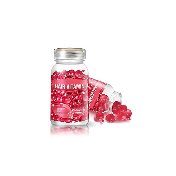 GOWWIM Hair Vitamin Serum Capsules - Argan, Macadamia, Avocado Oil Complex for Smooth, Silky Growth and Repair, 30 PCS