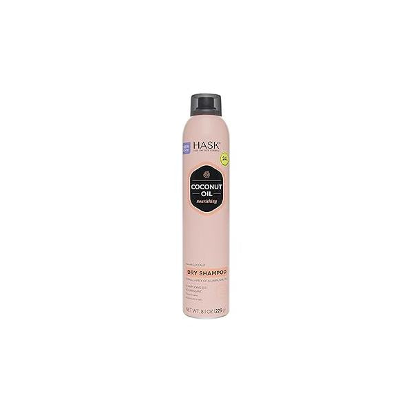 HASK Coconut Oil Nourishing Dry Shampoo - Absorbs Oil, Adds Volume & Light Texture, Nourishes Hair, No Sulfates or Parabens, Cruelty-Free 8.1oz