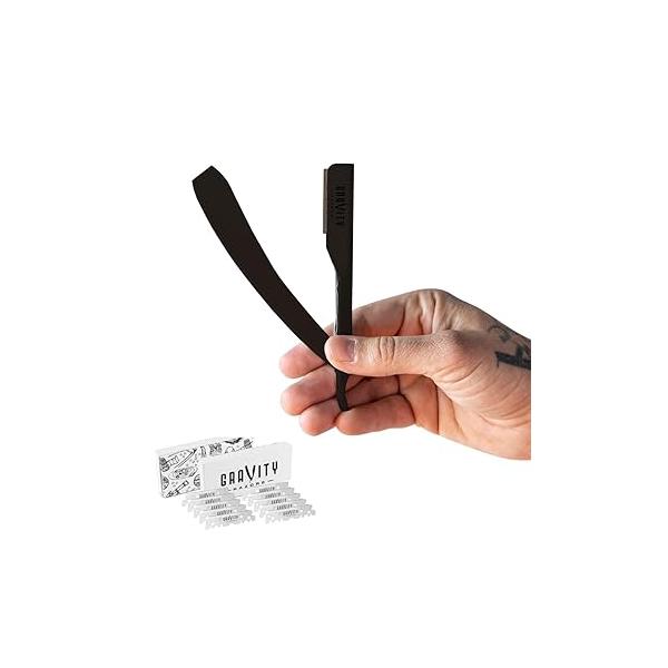 Professional Straight Razor - Ultra Exposed Kit with 10 Gravity Premium Blades, 2mm ("The OG")