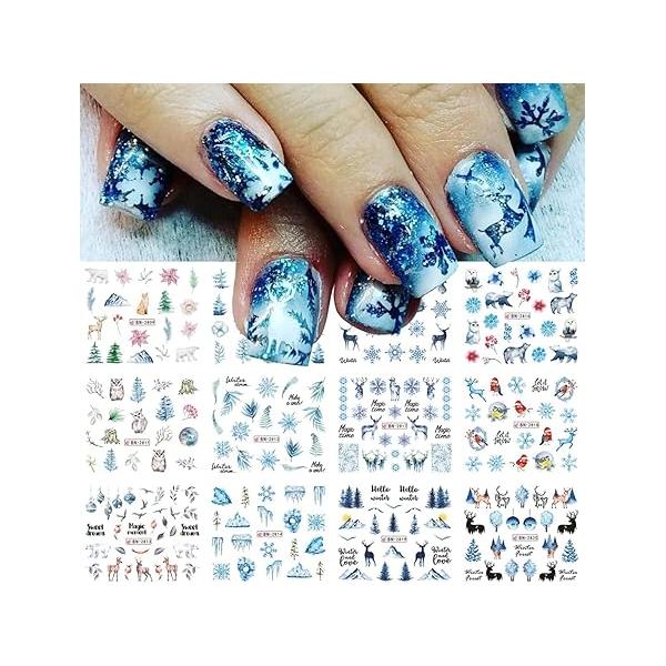 Christmas Nail Stickers Water Decals Exquisite Snowflake Snowball Designs Nails for Women Winter Supplies Accessories Party Art Set 12 Sheets