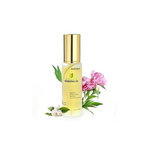 Bablabear Essential Hair Oil - Strengthening Serum 100% Plant-Based Nourishing Treatment for Repairing Dry Damaged Hair, Anti-Frizz, Smoothing Split, Add Shine Scalp & Body (1.4fl.oz)