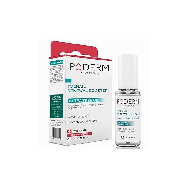 PODERM - TOENAIL RENEWAL BOOSTER TEA TREE oil-serum - Restores Appearance of Discolored/Damaged Nails Toe and Fingernail Repair 100% Natural Ingredients Vegan Express Renewal Swiss Made