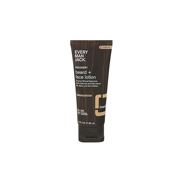 EVERY MAN JACK Sandalwood Beard & Face Recovery Lotion, 3.2 FZ, Packaging May Vary