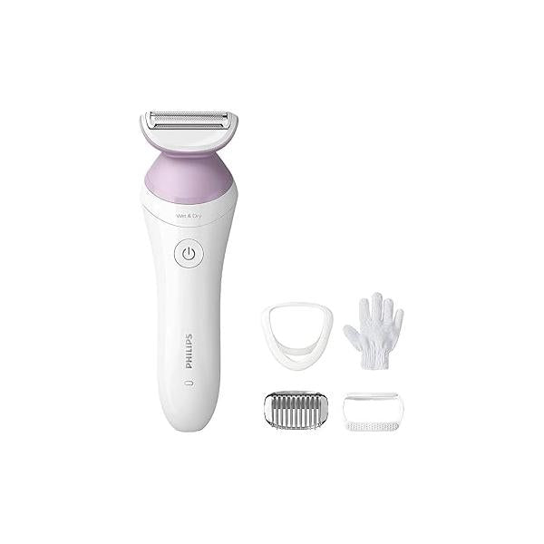 Philips Beauty Lady Electric Shaver Series 6000, Cordless with 4 Accessories, BRL136/00, White